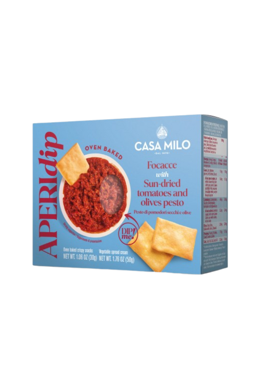APERIDIP FOCACCE CON PESTO DI POMODORI SECCHI E OLIVE CASA MILO